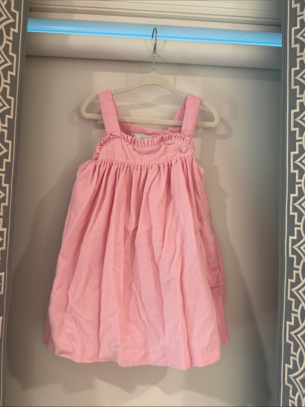 Little English Pink Corduroy Jumper with Ruffl